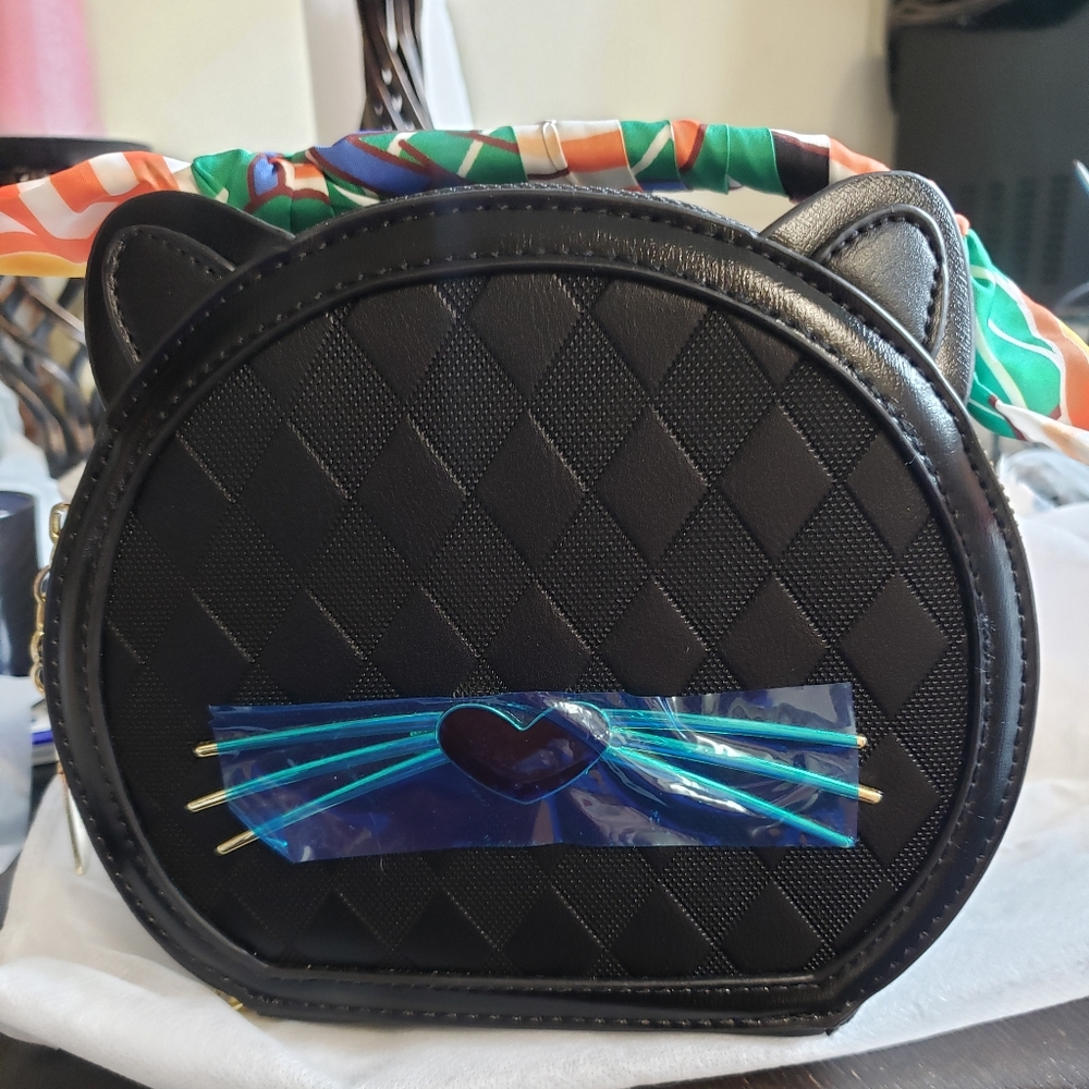 Beautiful Black Kitty Handbag. New!